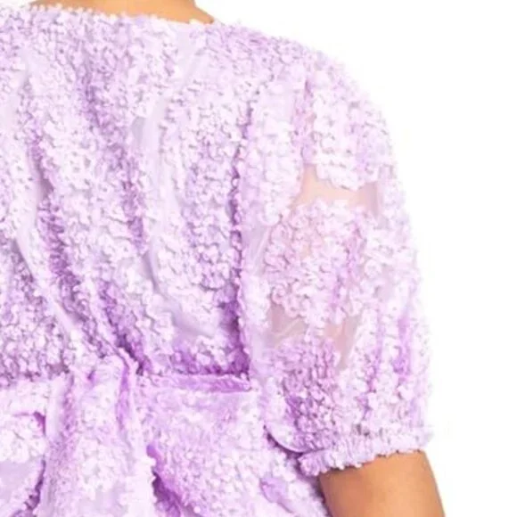 Lavender Faux Wrap Lace Dress - Picture 7 of 7